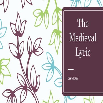 The Medieval Lyric