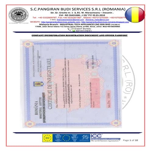 COMPANY INCORPORATION REGISTRATION DOCUMENT AND OWNER PASSPORT | PDF