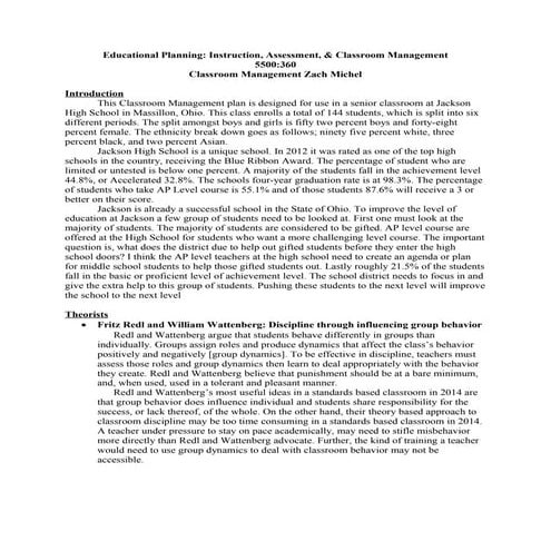 Z. Michel Behavior Plan Directions Fall 2015