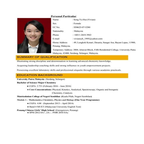 SONG YU HUI CV UPDATED
