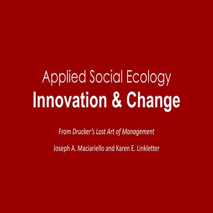 Applied Social Ecology Innovation & Change