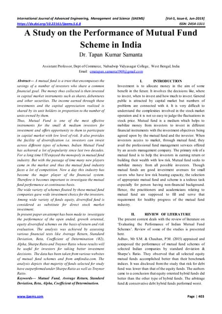 A Comparative Analysis Of Public And Private Sector Mutual Funds In A Comparative Analysis Of Public And Private Sector Mutual Funds In