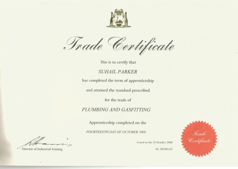 Plumbing Trade Certificate