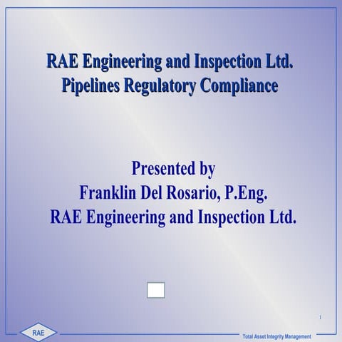 2. FDR-RAE Int Training 2015 - Pipeline Integrity - Copy