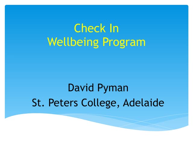Check In Presentation 2016 David Pyman