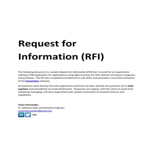 Sample Request for Information (RFI) Document