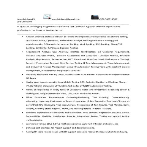 Joseph Inbaraj S 11+ years ALM Admin Resume