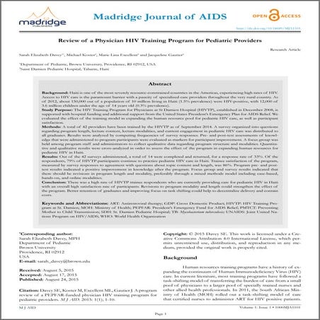 Davey- Pediatric HIV training Program at St Damien - 2015 - Received Feb 2nd ...