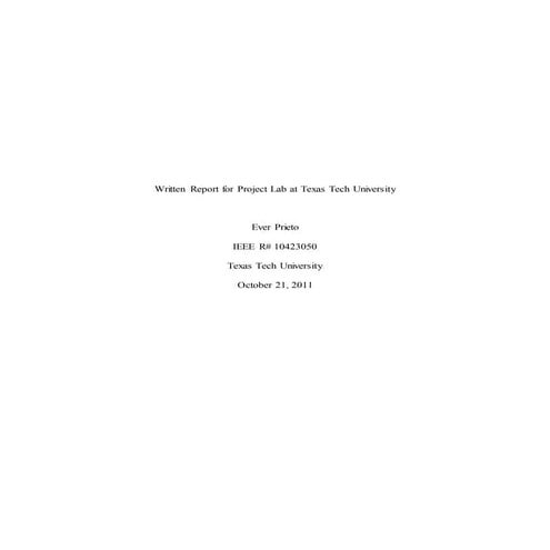 Written Report for Project Lab at Texas Tech University | DOCX