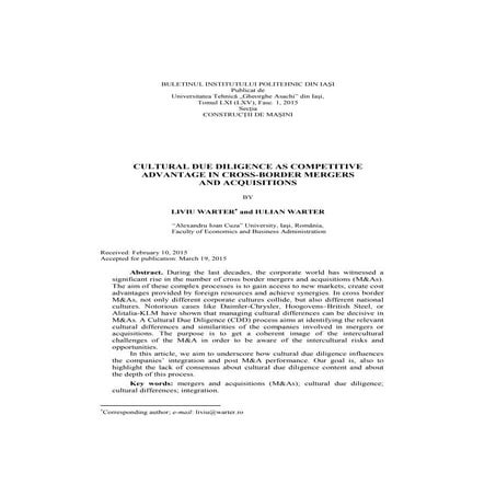 Role of due diligence in mergers and acquisition | PDF