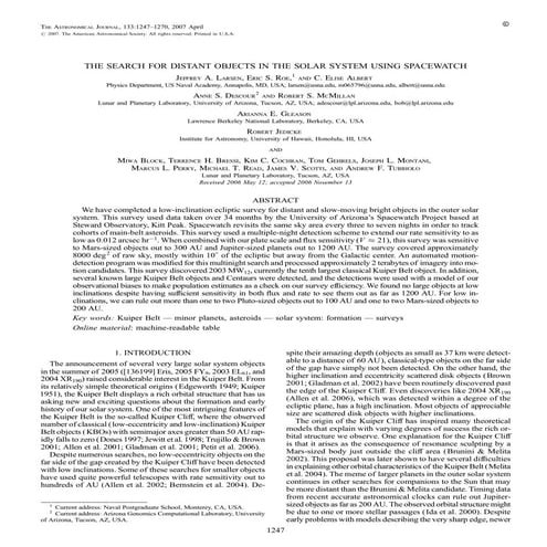 The Search for Distant Objects in the Solar System Using Spacewatch - Astrono...