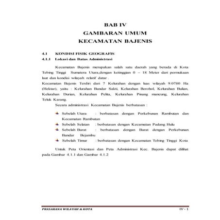 Contoh Gambaran Umum Wilayah Studi Kec. Bajenis | DOCX