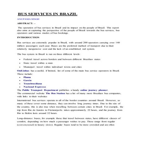 BUS SERVICES IN BRAZIL FINAL REPORT | DOCX
