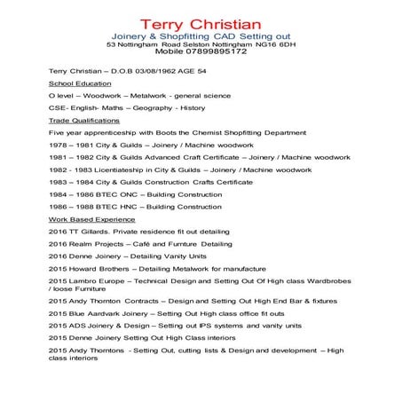Terry Christian - CV 005