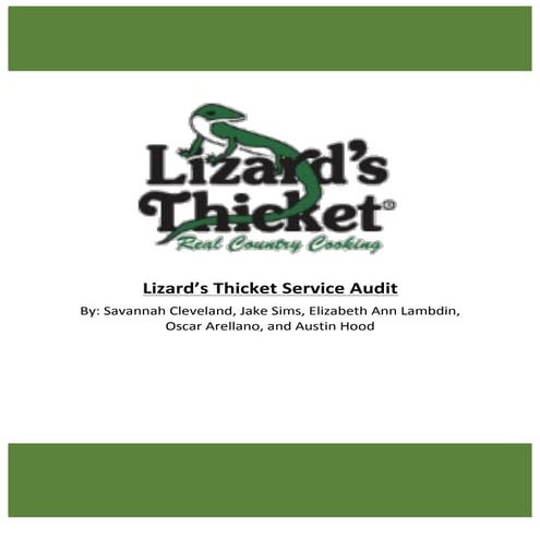 Customer Service and Queuing Analysis - Lizard's Thicket