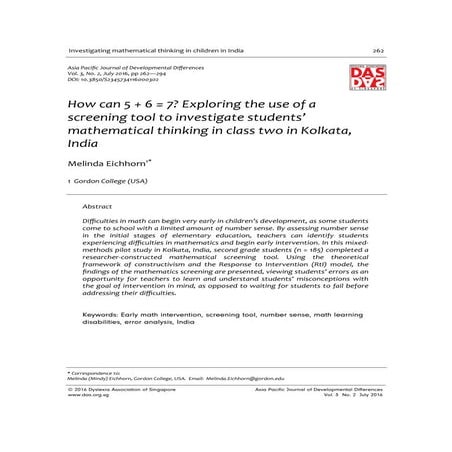 Melinda Eichhorn - Exploring the use of a screening tool to investigate stude...