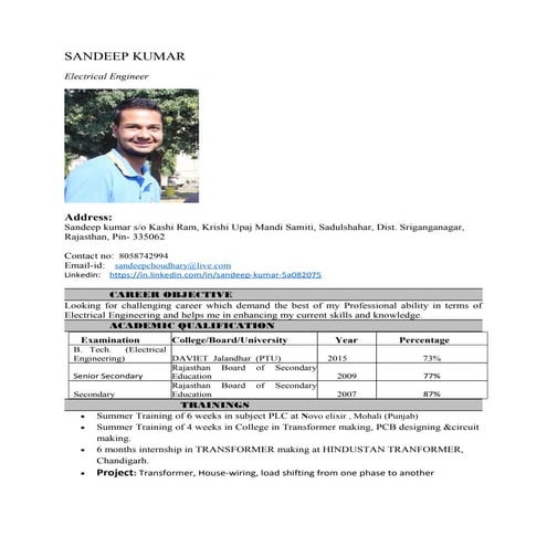 sandeep resume | PDF