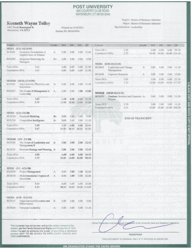 Post University Official Transcript (1)