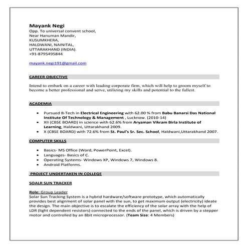 Resume_Mayank Negi (14 June 2016) | PDF