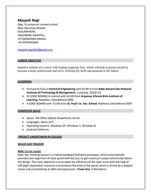 Resume_Mayank Negi (14 June 2016) | PDF