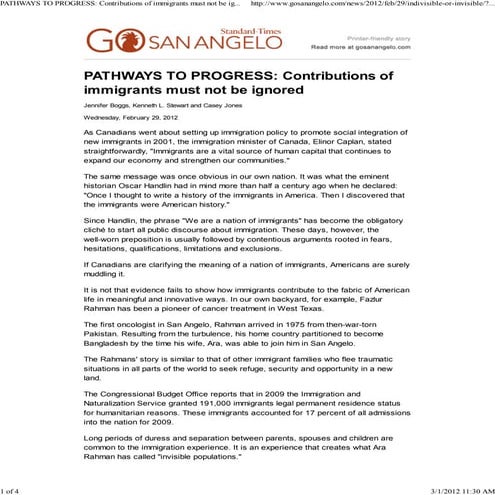 Immigration Essay Outline | PDF