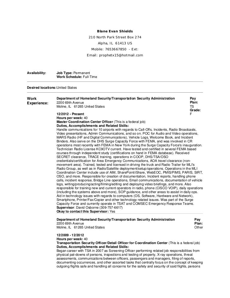 resume 07182015 tsa resume examples
