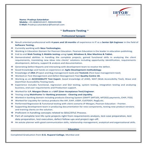 Pradnya Satardekar_Software Tester