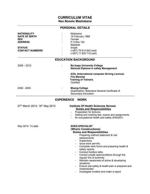 Mashabane CV