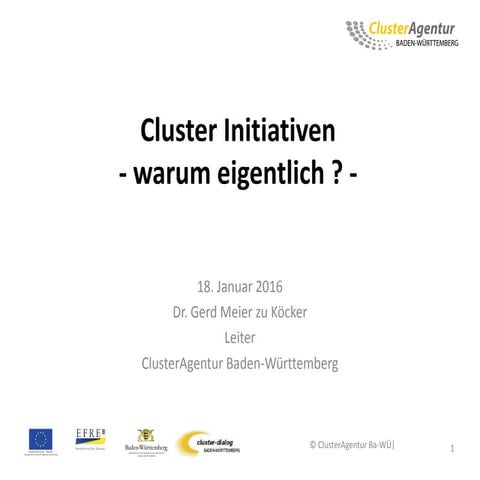 Cluster Initiativen - warum eigentlich