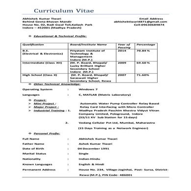 Abhishek tiwari resume