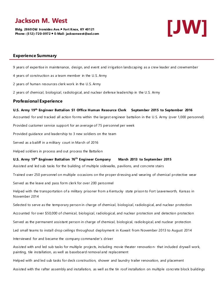 Jack West Resume