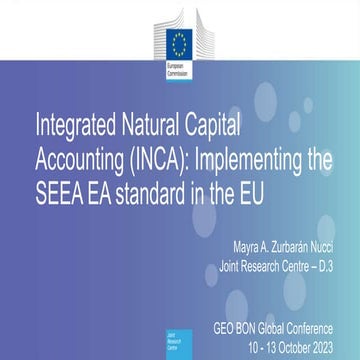 Integrated Natural Capital Accounting (INCA): Implementing the SEEA EA standa...