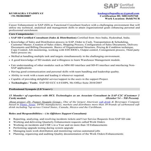 Kushagra Upadhyay_SAP_2016 Resume