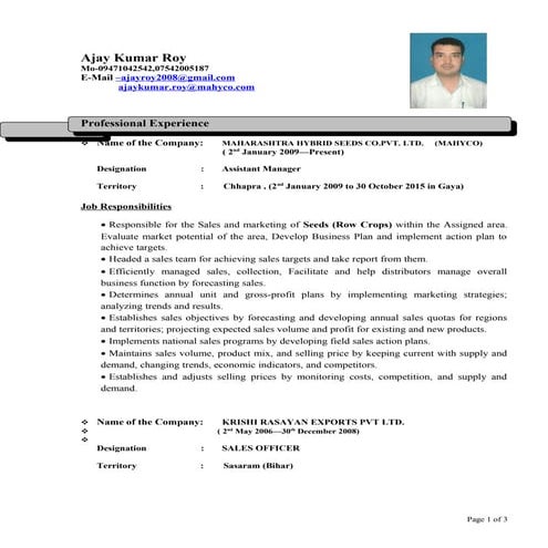 Resume Ajay Kumar Roy | DOC