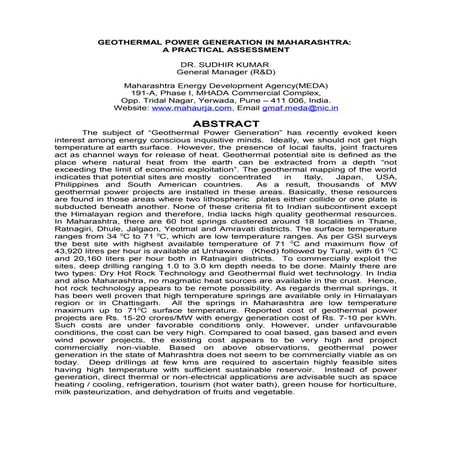 Geothermal Power Generation