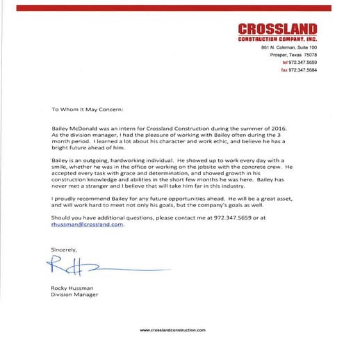 Bailey McDonald Reference Letter | PDF