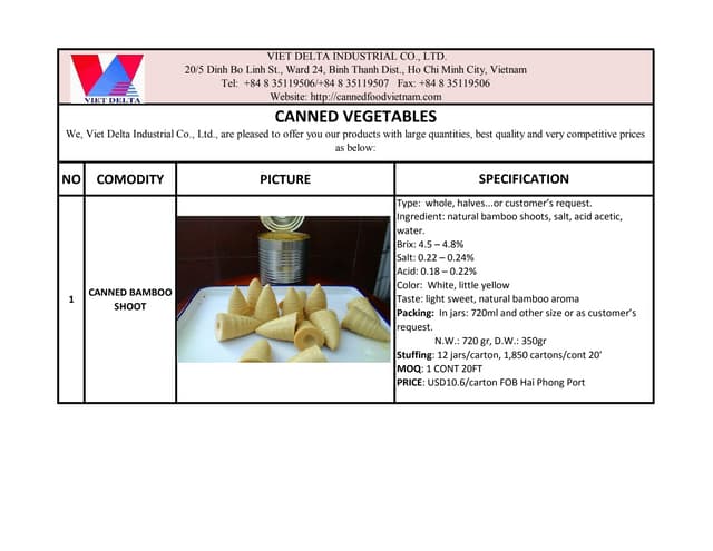 CATALOGUE - CANNED FOOD