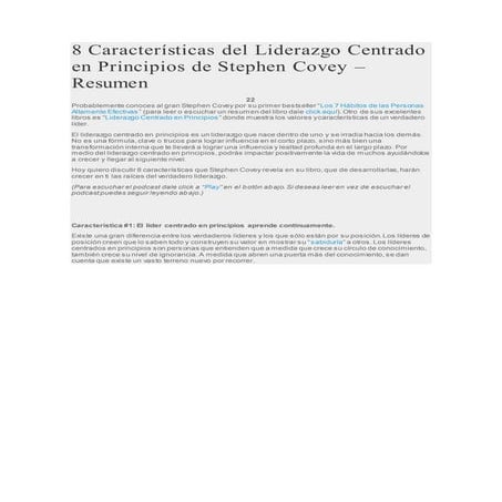 8 características del liderazgo centrado en principios de stephen covey
