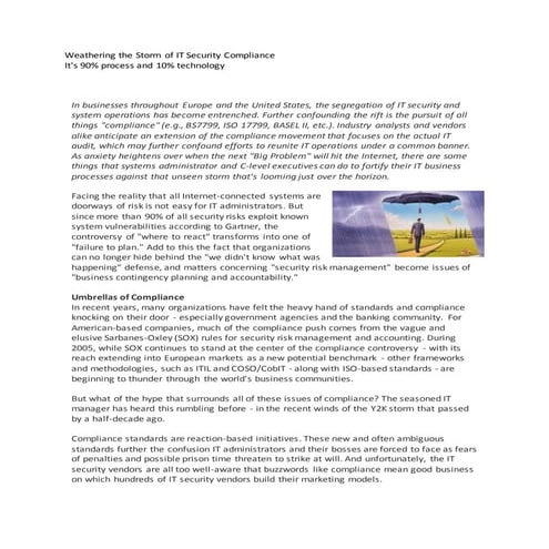 Weathering the Storm of IT Security Compliance