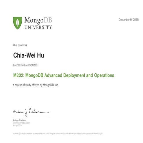 M202 MongoDB Advanced Deployment and Operations