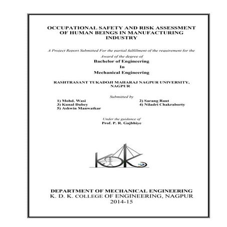 OCCUPATIONAL SAFETY AND RISK ASSESSMENT OF HUMAN BEINGS IN MANUFACTURING INDU...