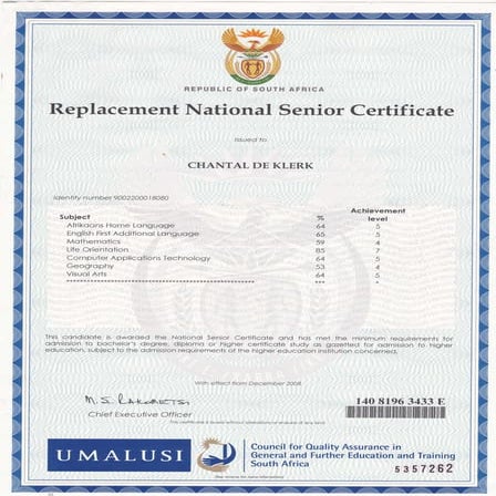 Matric Certificate