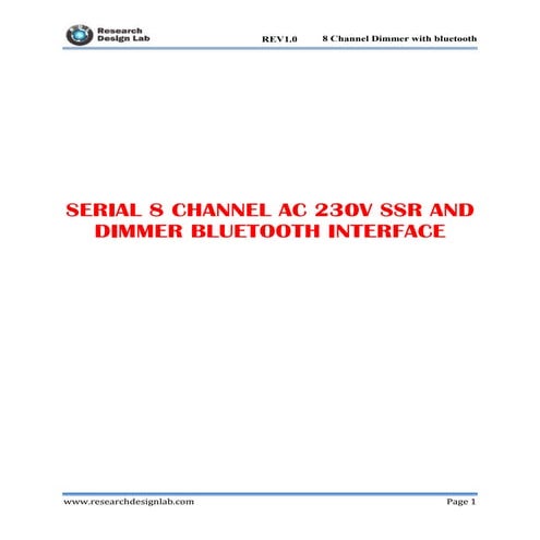 Serial 8 Channel AC 230V SSR and Dimmer  Bluetooth Interface