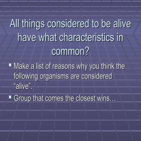 8 characteristics of living things in detail