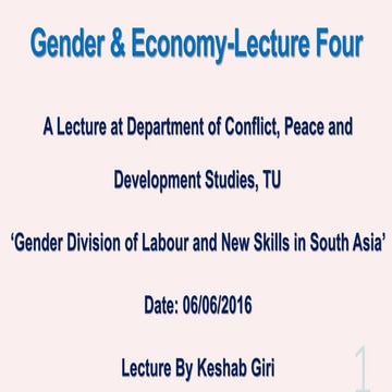 Gender Division of Labour and New Skills in South Asia