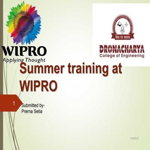Summer training at WIPRO