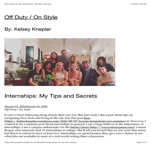 Internships: My Tips and Secrets – Off Duty : On Style
