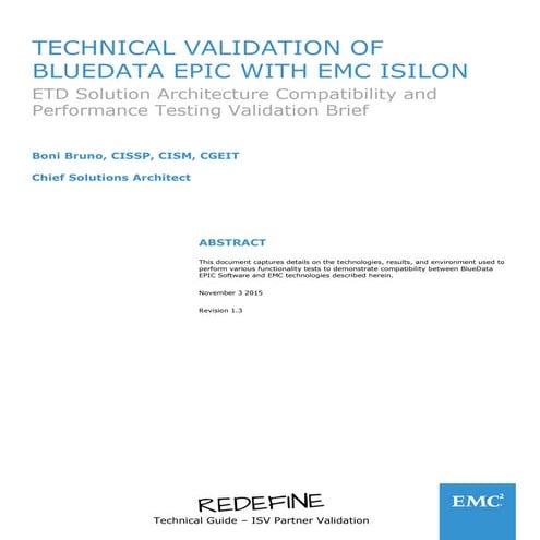 BlueData Isilon Validation Brief