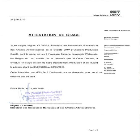 omv attestation de stage