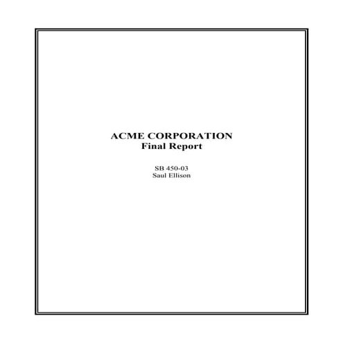 ACME Corporation Final Report